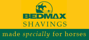 The logo of BedMax Shavings, natural, dust free horse bedding developed and made specifically to help you keep your horse healthy.